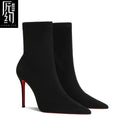 Winter Women's ankle boots Red Shiny Bottoms Knitted Socks Boots Autumn 2025 New Fashion Stretch Boots Sexy Women High Heels Fem