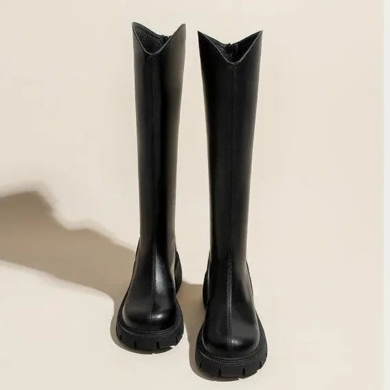 2025 New Women's Knee-High Boots with Chunky Heel & Platform - Fashionable, Versatile Choice for Autumn & Winter Trends