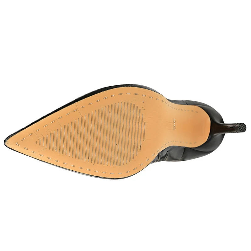 BIGTREE Shoes Leather Boots Women High-Heeled Boots Keep Warm Winter Boots Pointed Toe Stiletto High Heels Women Ankle Boots