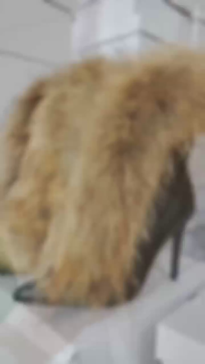 Pointed Toe Fur Mid Calf Boots Stiletto Heels Ankle Straps Fashion Warm Shoes In Winter Solid Plush Sexy Party Dress Shoes